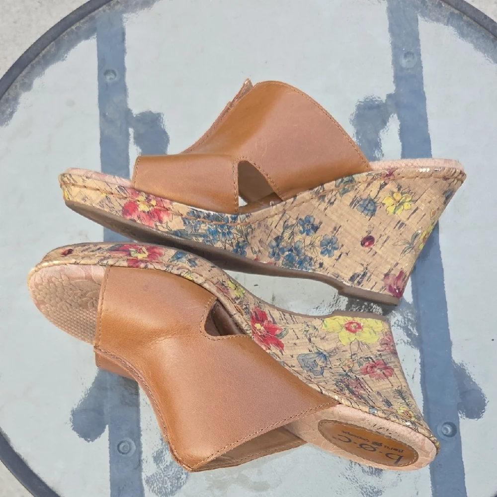 B.O.C Born Concept "Dianna" Floral Cork Wedge Sandals 8M - Picture 6 of 10